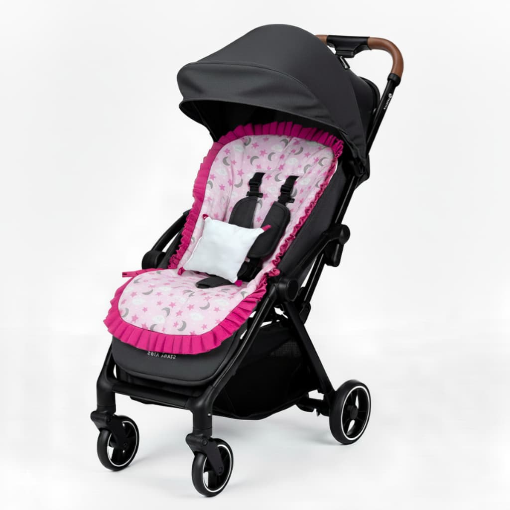 Capa de Carrinho + Almofadinha com Tecido Estampado 100% Algodão Tamanho Universal