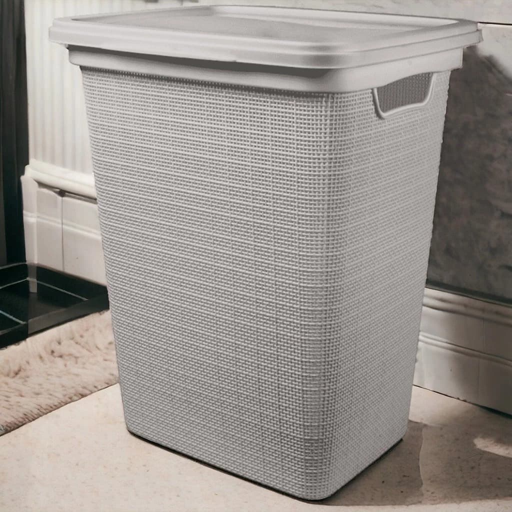 Cesto de Roupa Suja com Tampa Organizador de 45 Litros Branco Multiuso