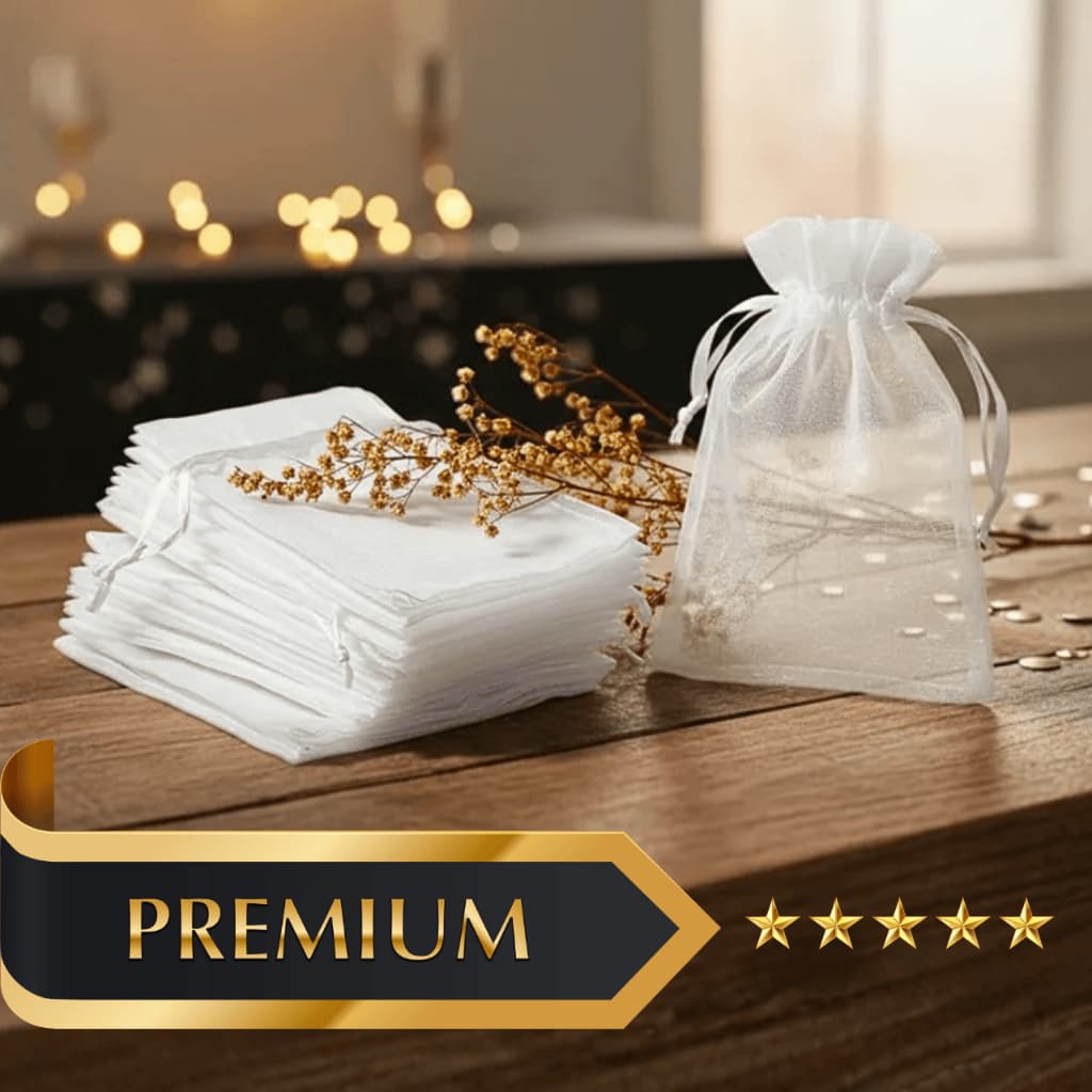 Kit 05/10/25/50/100 Un Saco Saquinho Organza 7x9 9x12 10x15 Branco Lembrancinhas Festa Casamento