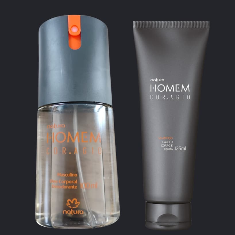 Kit Homem Cor.agio Shampoo Cabelo Corpo e Barba + Desodorante Spray Natura