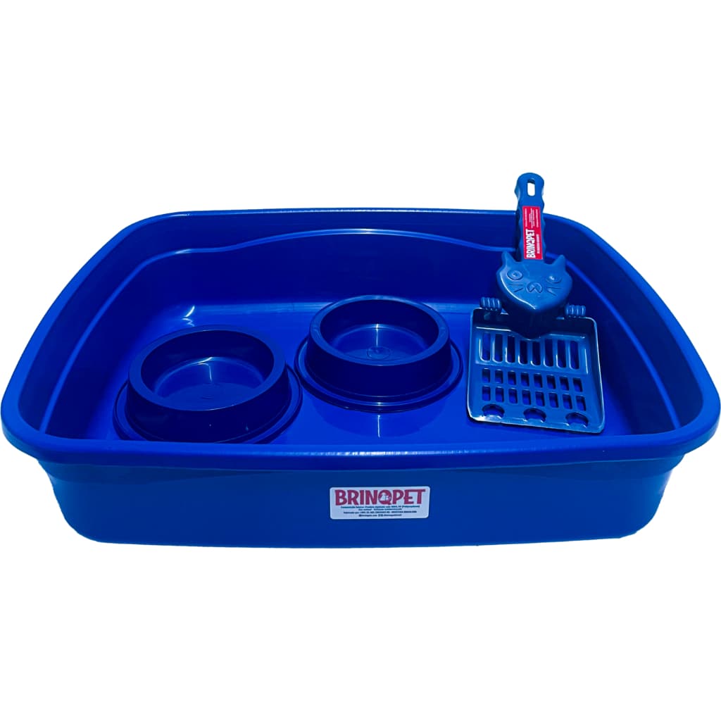 Bandeja Caixa Areia Gatos Brinqpet C/ Pazinha E 2 Comedouros