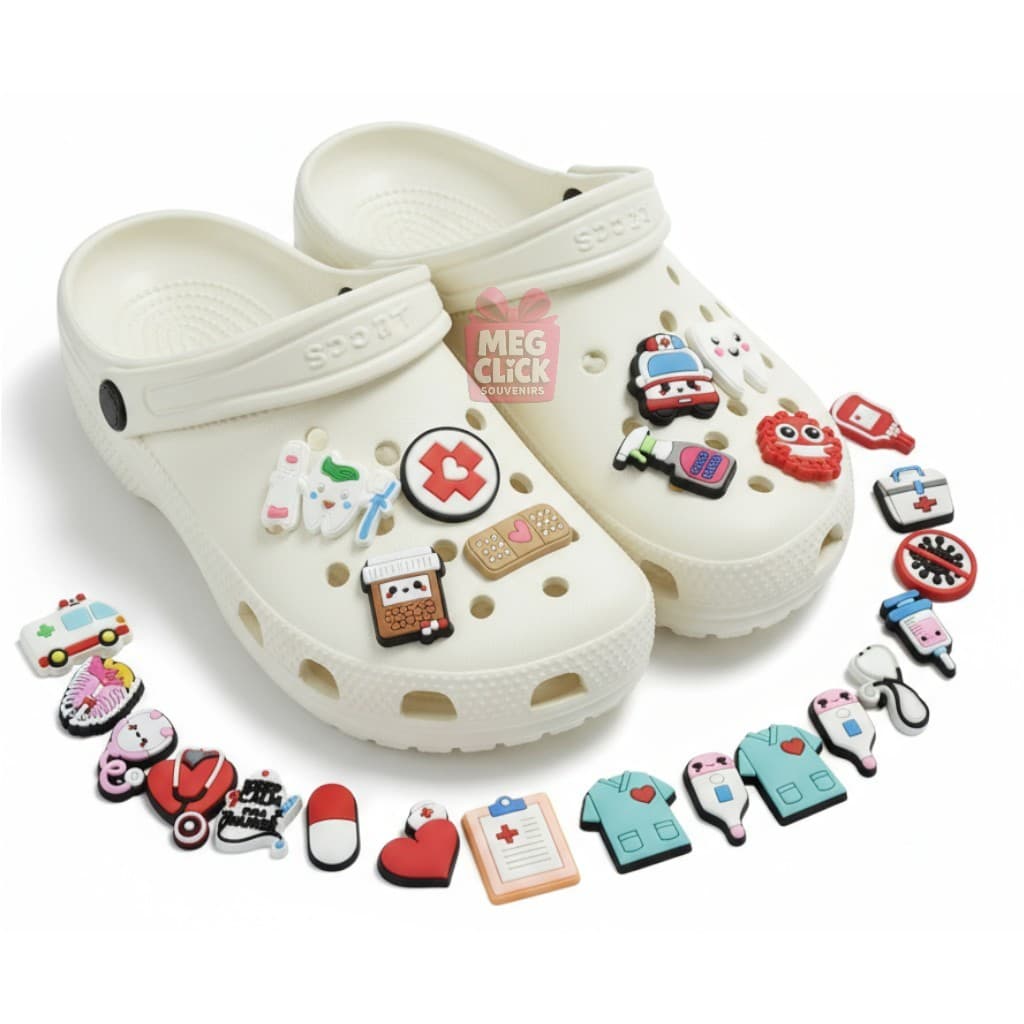 Kit 10 Pins Enfermagem | Bottons para Sandálias e Babuches – Acessórios PVC⚕️