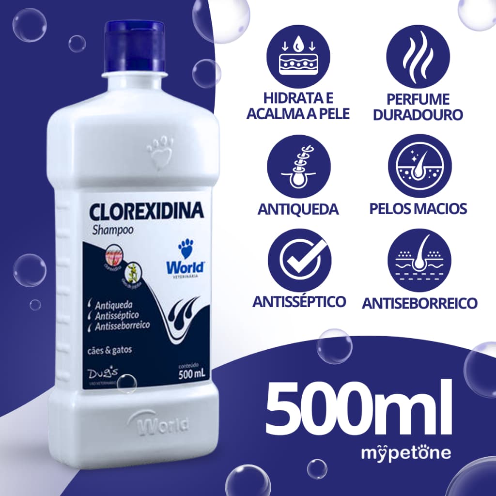 Clorexidina Dug's Shampoo World Veterinária para Cães & Gatos - 500 mL