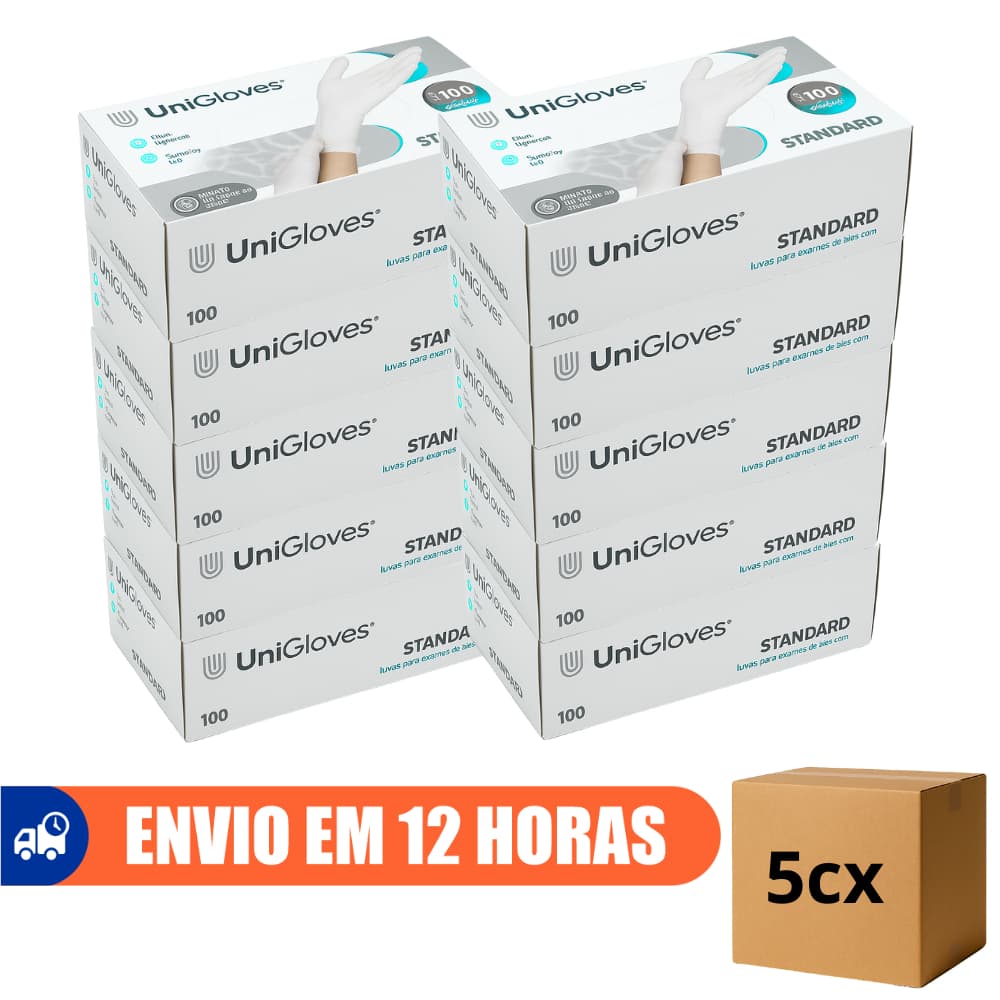 Luva de Látex Descartável Branca Com Pó 500un Unigloves