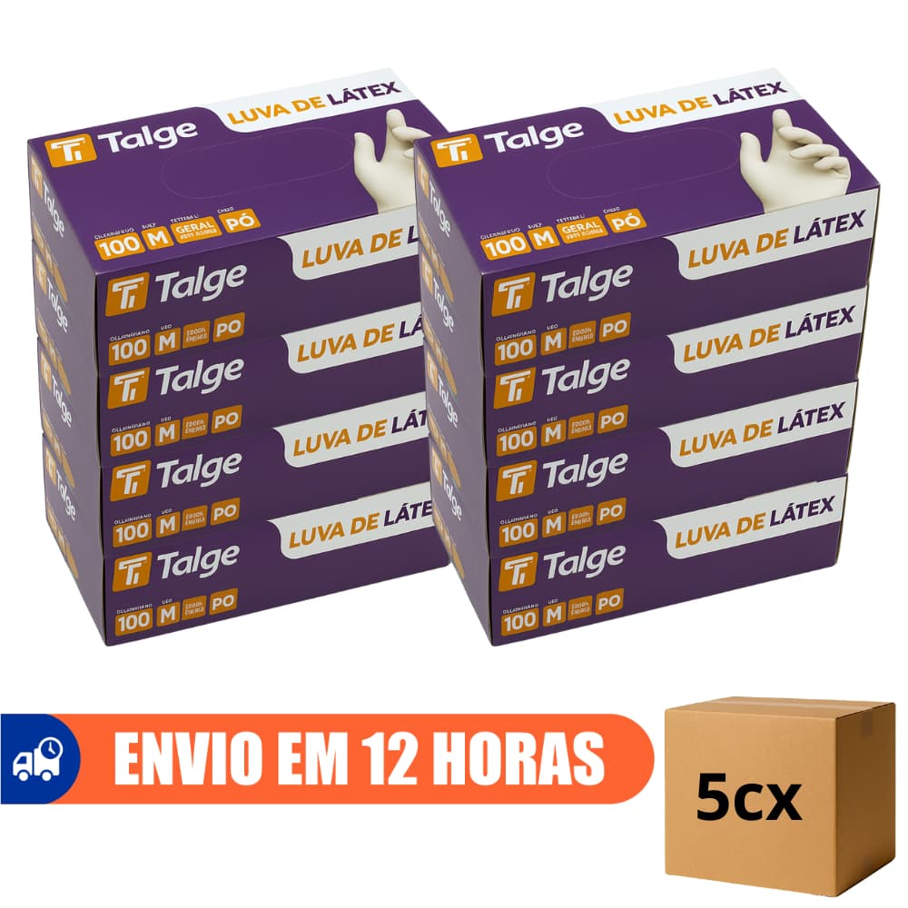 Luva de Látex Descartável Branca Com Pó 500un Talge