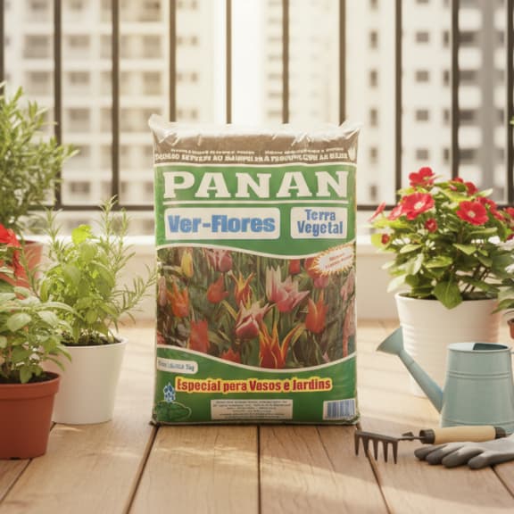 Terra Vegetal Orgânica Adubada pronta para uso PANAN até 10kg