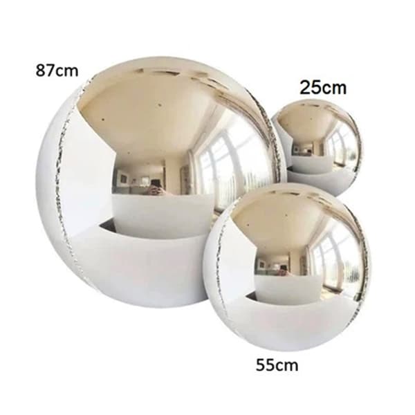 Kit c/ 12 Balão Metalizado Bola Globo 4d Prata Festa Decoração Enfeites - 4 Cada Tam