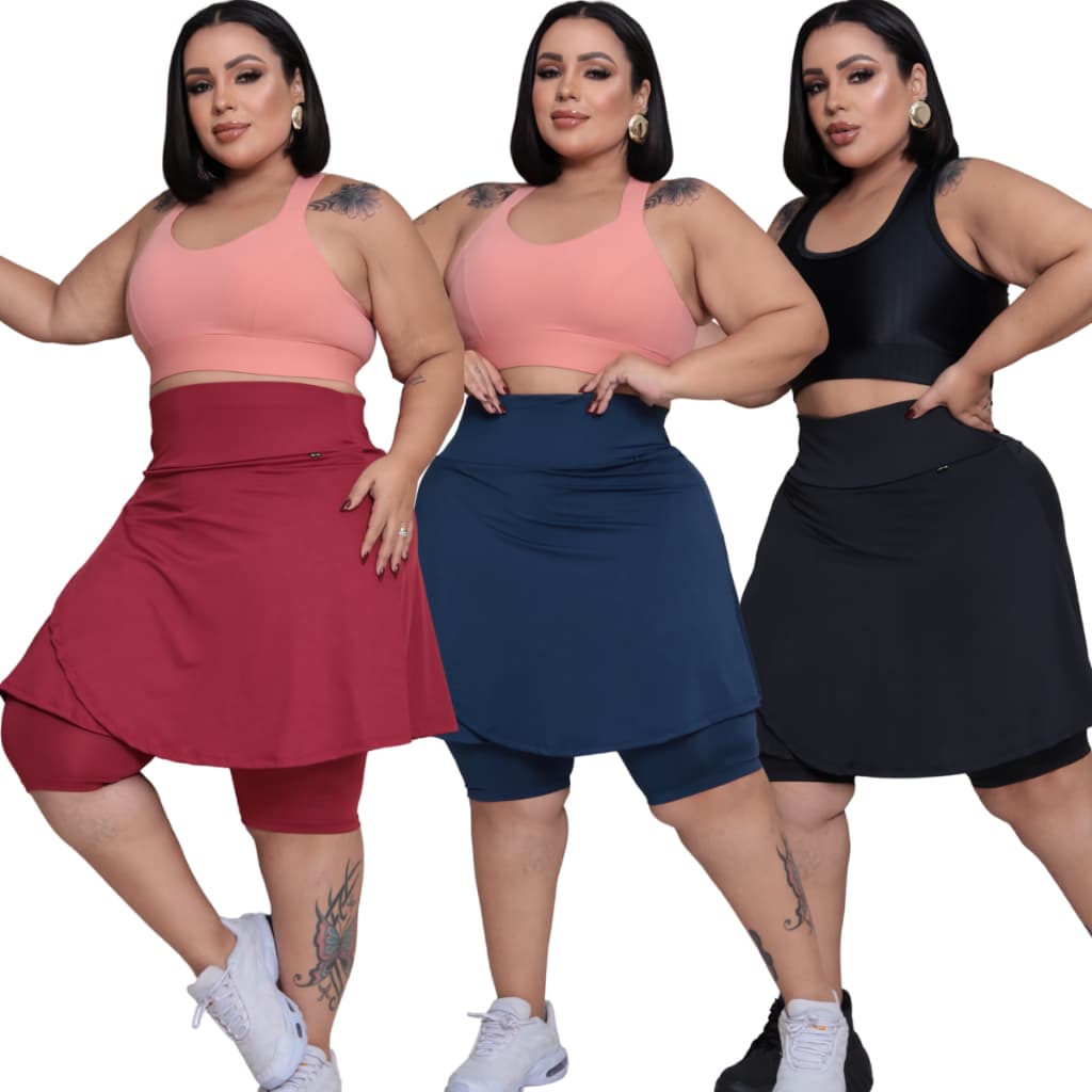 Kit 3 BERMUDA transpassada short saia plus size G1 ao G3 modesto