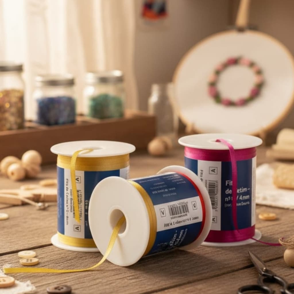 Fita de Cetim Lisa 4 mm Rolo 100 metros – Ideal Laços, Artesanato e Costura