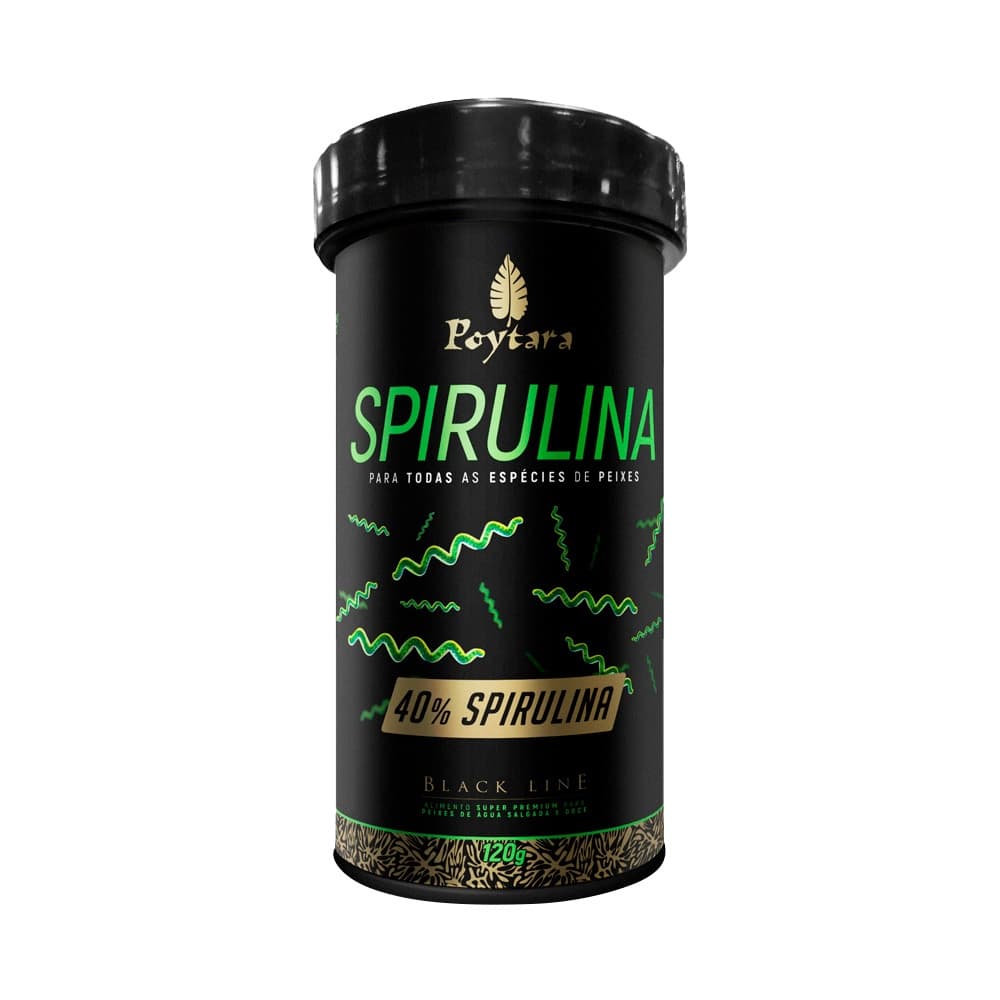 Ração Poytara Spirulina 40% Black Line 120g Sem Corantes