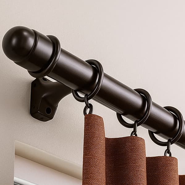 Kit Varão Para Cortina Simples de 1 Metro até 2,40 Metros 19mm com Ponteira e Suporte