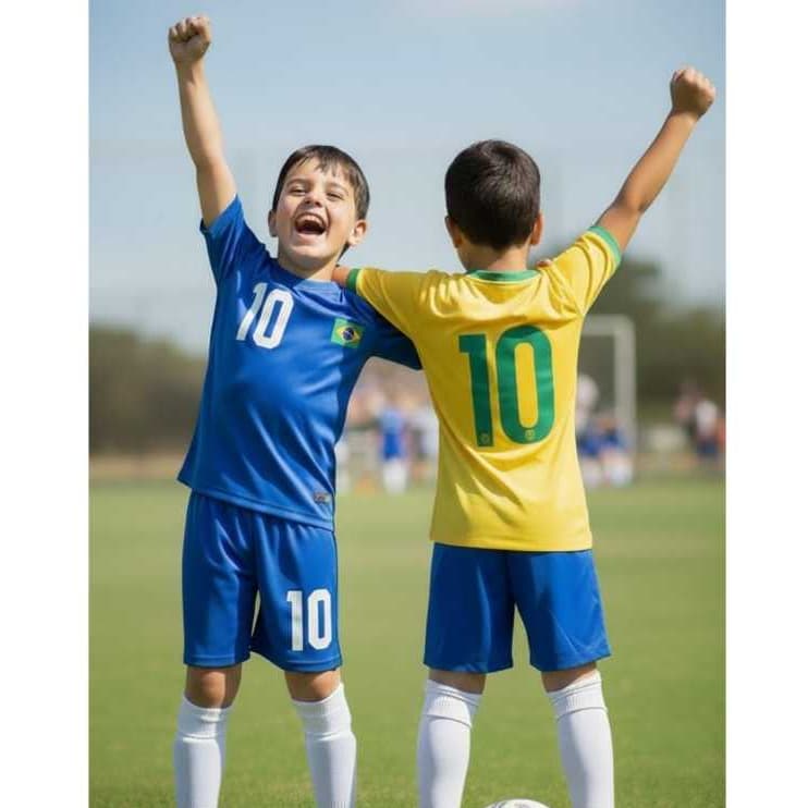 Conjunto Kit Camiseta e Shorts Juvenil Infantil Unissex Patriota Bandeira Brasil
