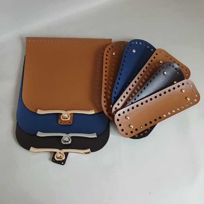 kit Tampa com fecho torniquete coracão + Fundo Com pezinho para bolsa de tricô ou crochê em couro sintético