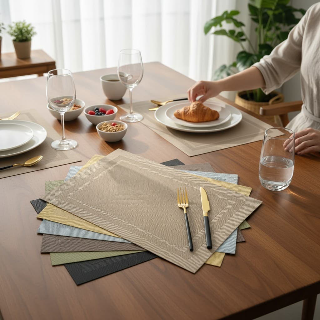 Kit 2/4/6 Jogo Americano PVC Resistente Impermeável Limpeza Fácil Mesa Posta Elegante Proteção Calor