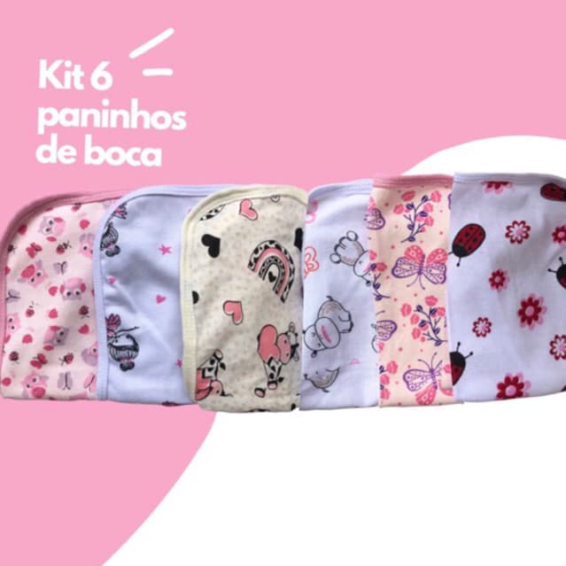 Kit Paninho de Boca bebe Babete Prendedor De Chupeta Fralda 100% Algodão Paninho Fraldinha Enxoval Saída Maternidade