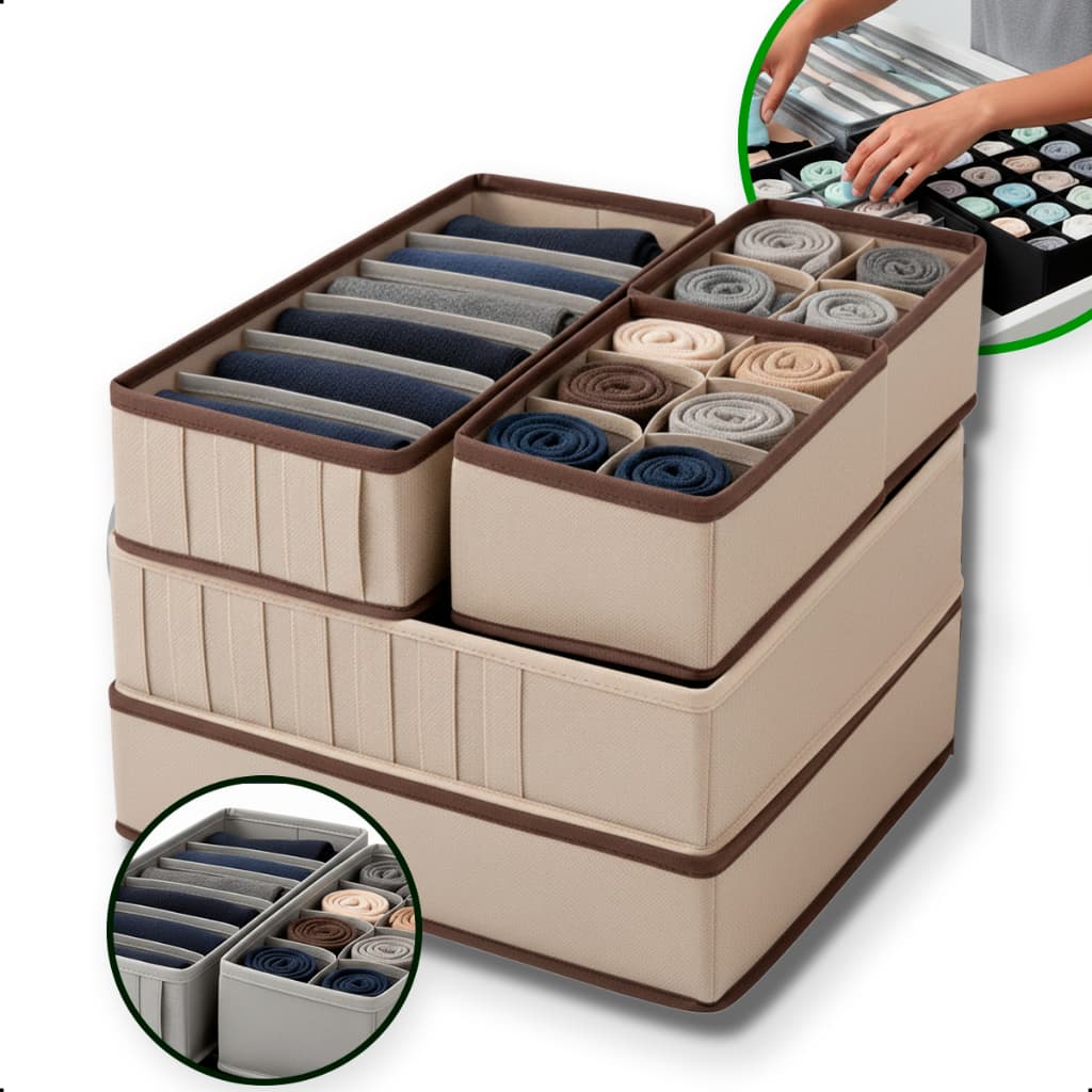 Kit Organizadora gavetas 4 Pçs Organizador Armário Meias Sutiã Roupa Íntima Caixa Armazenamento Casa