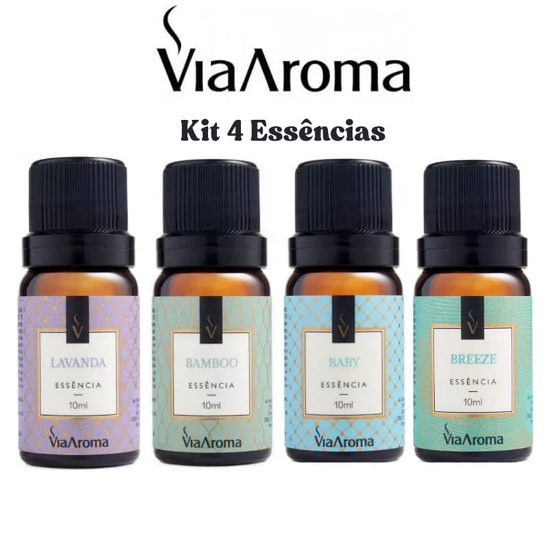 Kit 4 Essência 10ml Para Aromatizador  Difusor Umidificador  elétrico de Ambiente Via Aroma