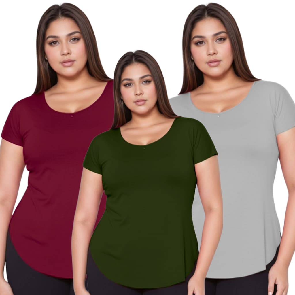 Kit 3 Blusa Feminina Plus Size Tapabumbum Feminina Sobre legging Academia