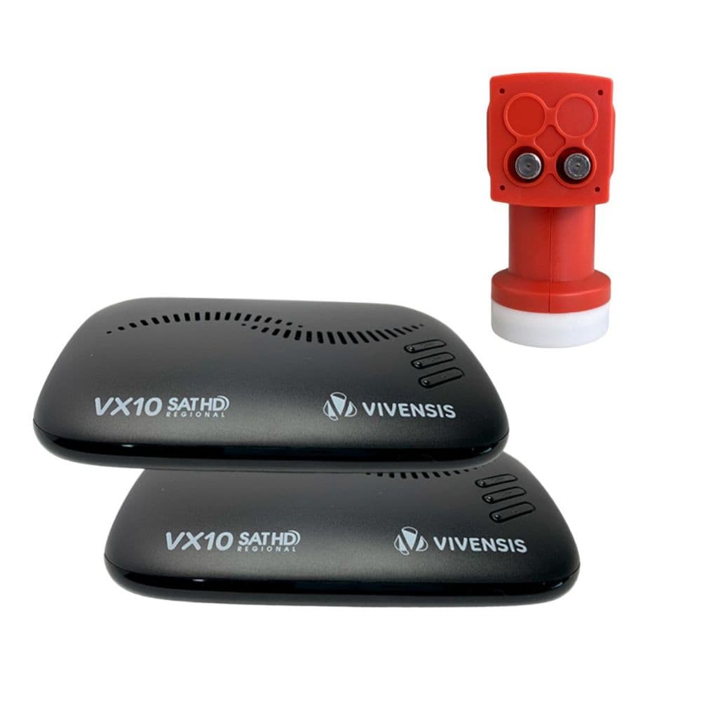 2 Receptores Digitais Vivensis Nova Parabólica Digital + LNBF Universal Duplo