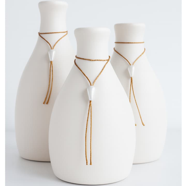 Kit Trio 3 Vasos Decorativos Pequeno Cerâmica Enfeite Decoração Elegante Casa Rack Estante Sala