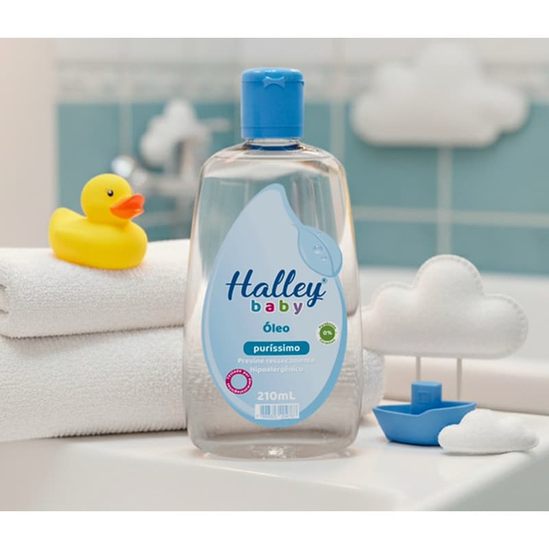 1 Frasco Óleo Infantil Puríssimo Azul Previne Ressecamento Hipoalergenico Halley Baby 210 ml
