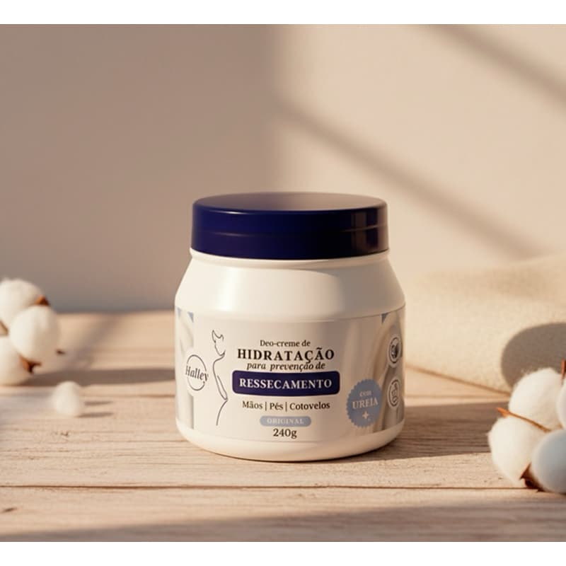 1 Pote Deo Creme de Hidratação para Prevenção de Ressecamento Mãos - Pês - Cotovelos Halley 240 gr