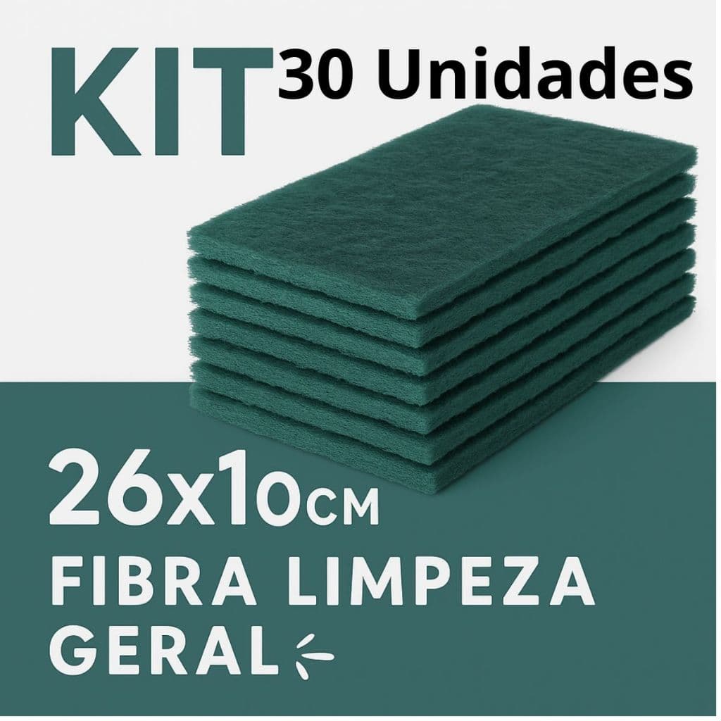 Kit Fibra Limpeza Geral Verde 26cm×10cm – Multiuso para Piso, Parede, Bancada