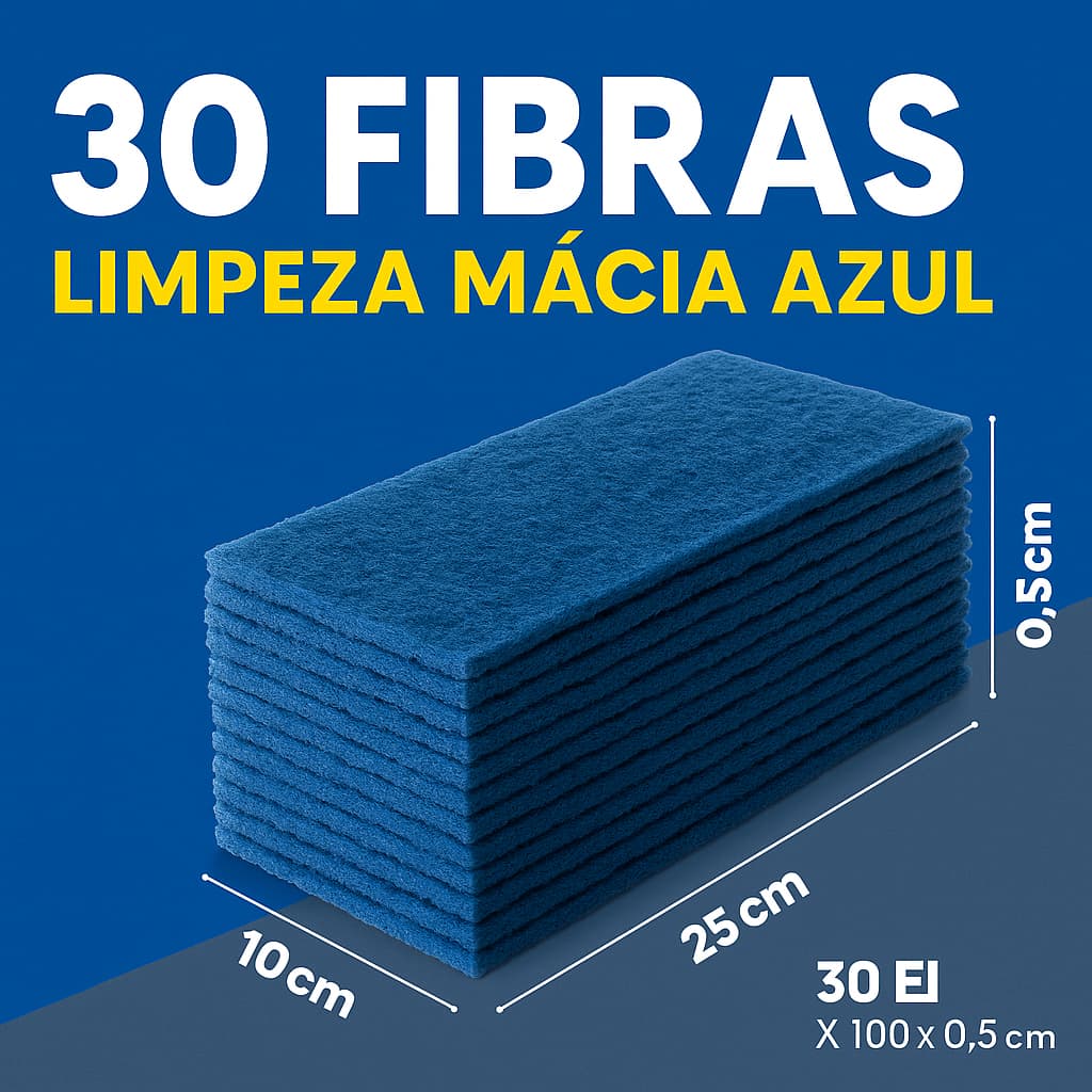 Kit Fibra Azul Macia Não Risca 25×10cm – Esponja Multiuso Vidro Inox Cozinha Envio Em 24h