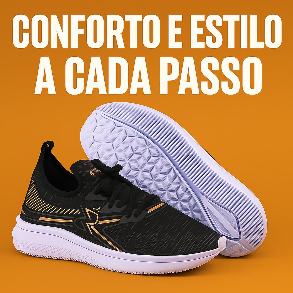 Tênis Esportivo Adulto Leve e Confortável com Cabedal Respirável e Calce Fácil