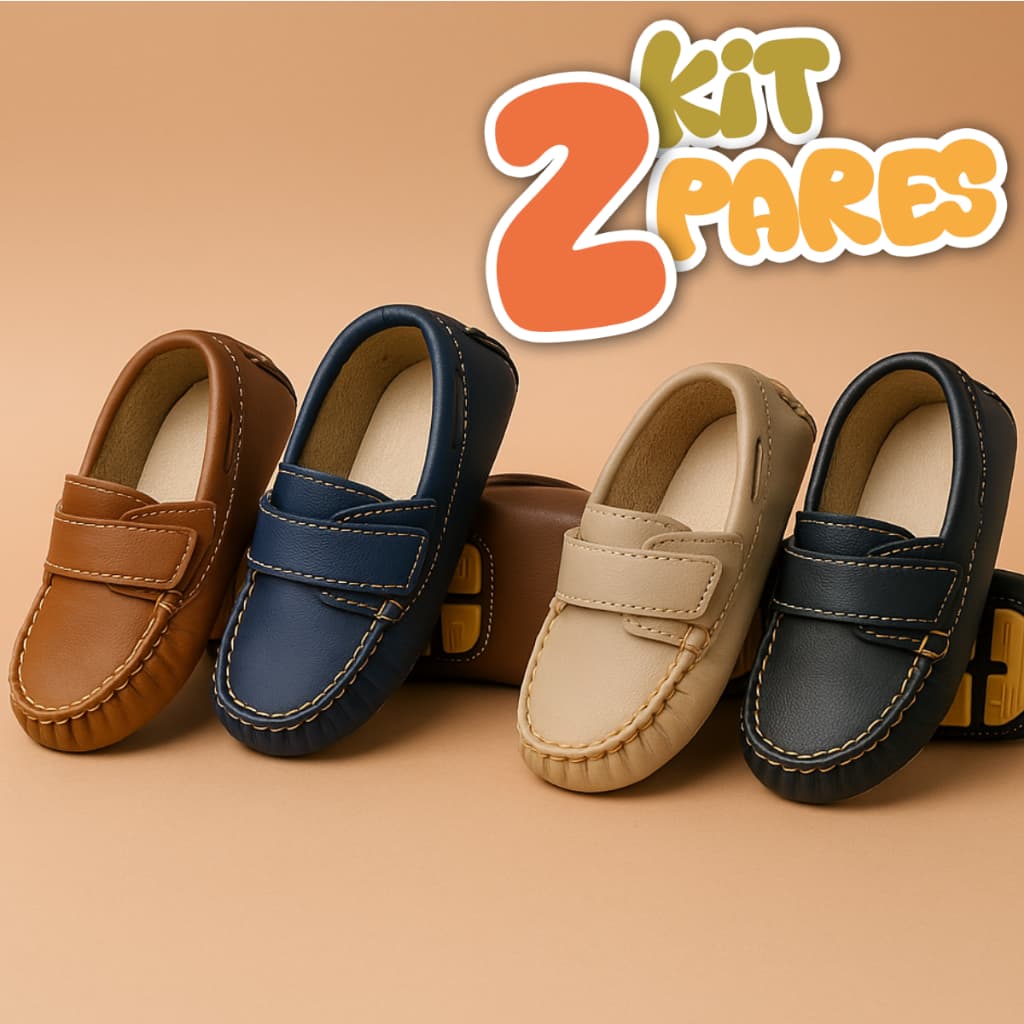 Kit 2 Pares Mocassim Sapato Infantil Masculino Conforto e Estilo em Dobro Promoção Menino Criança