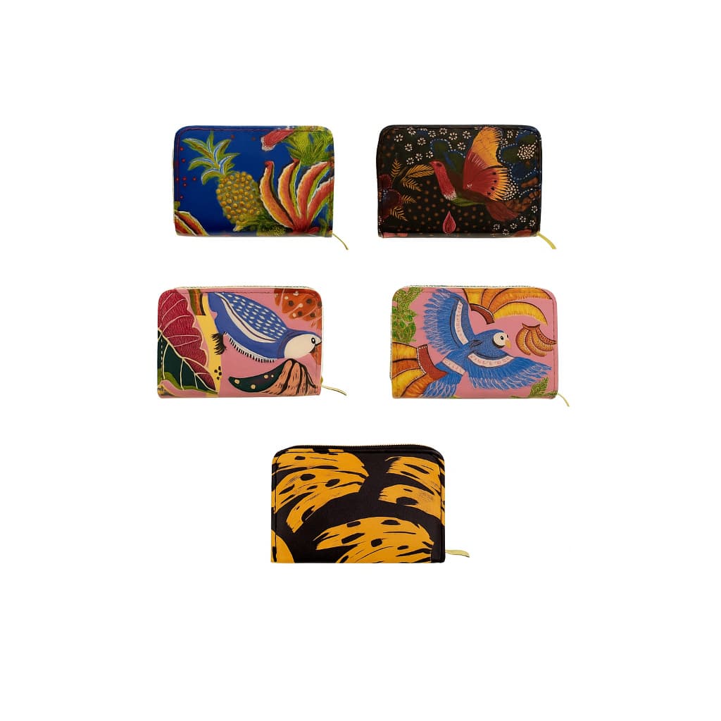 CARTEIRA ESTAMPADA FEMININA LANCAMENTO VARIAS ESTAMPAS BANANA FLORAIS PASSARO