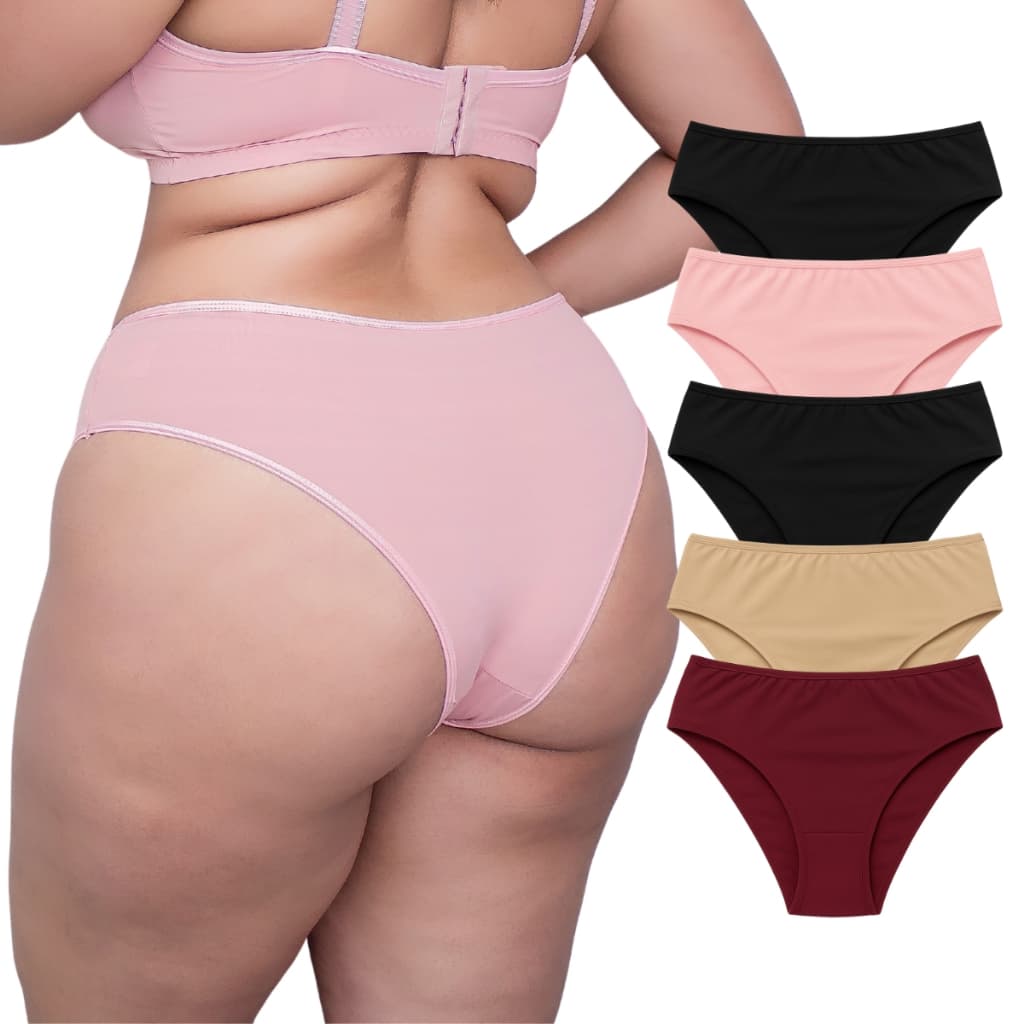 5 Calcinhas Plus Size  Confortável Calcinha Tradicional Comportada no Bumbum Tanga Feminina Lingerie