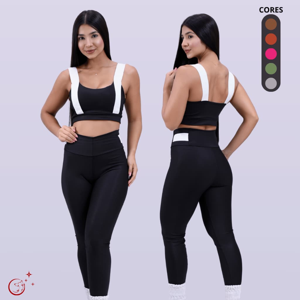 Conjunto Fitness Feminino Top e Calça Sports Treino Perfeito Tecido Premium Cintura Altai