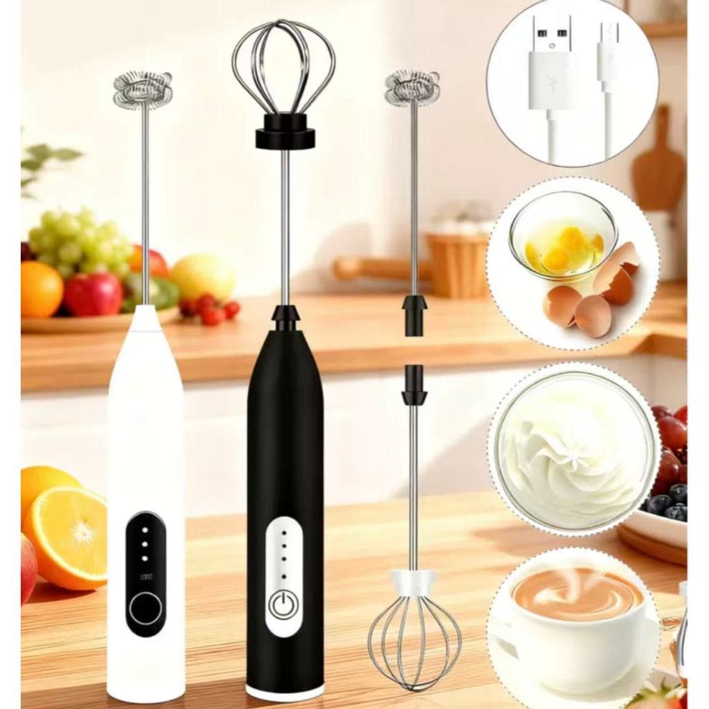 Batedor Misturador Mixer Elétrico para Bebidas Leite Café Clara de Ovos 2 em 1 Utensílios de Cozinha LM