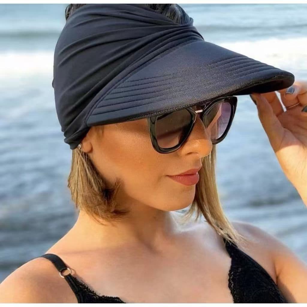 Viseira Turbante de Praia Com Proteção Solar 50 UV Esporte Clube Piscina Verão