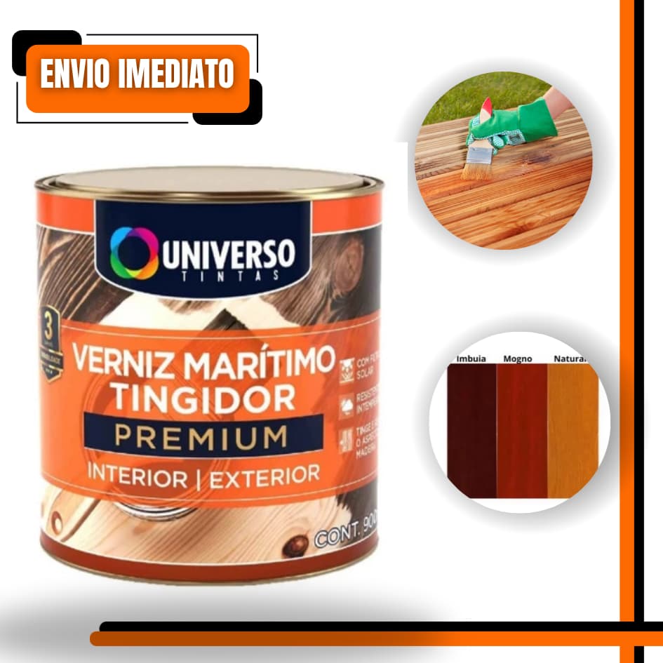 Verniz Para Madeira Marítimo Tingidor Universo 900ml Brilhante Interno Externo Premium