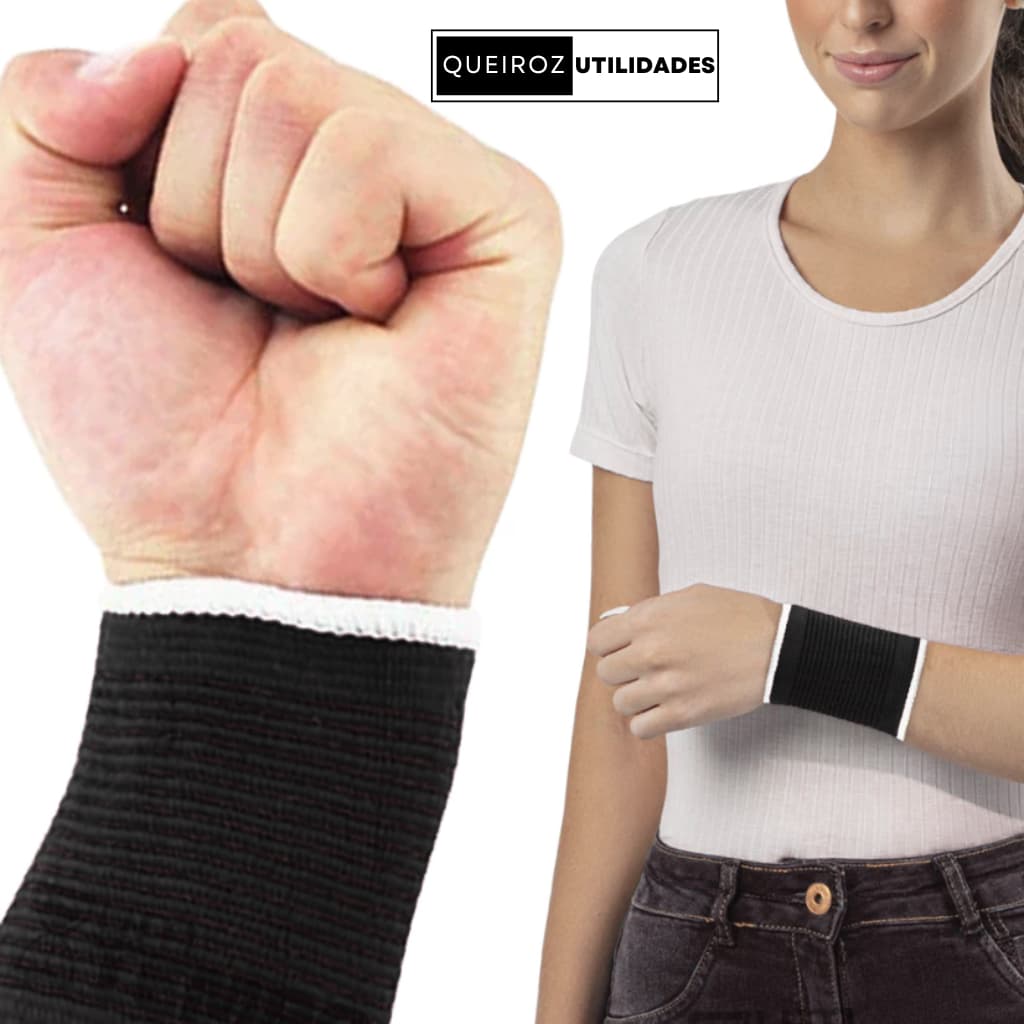 Munhequeira Elástica Azul e Preta – 1 Unidade – Suporte e Proteção para o Punho