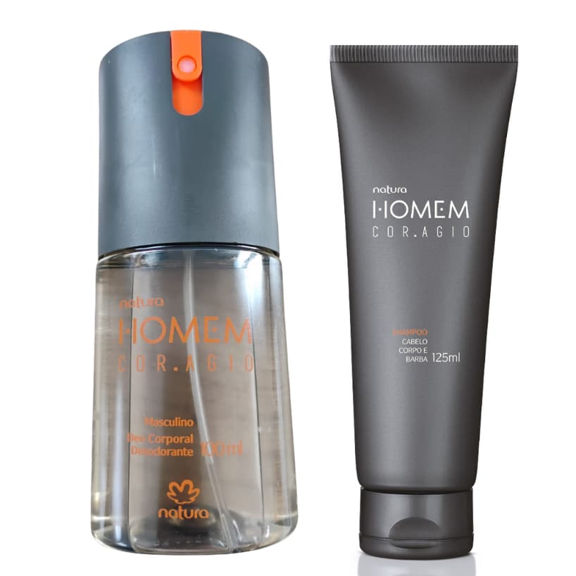 Kit Homem Cor.agio Shampoo Cabelo Corpo e Barba + Desodorante Spray Natura