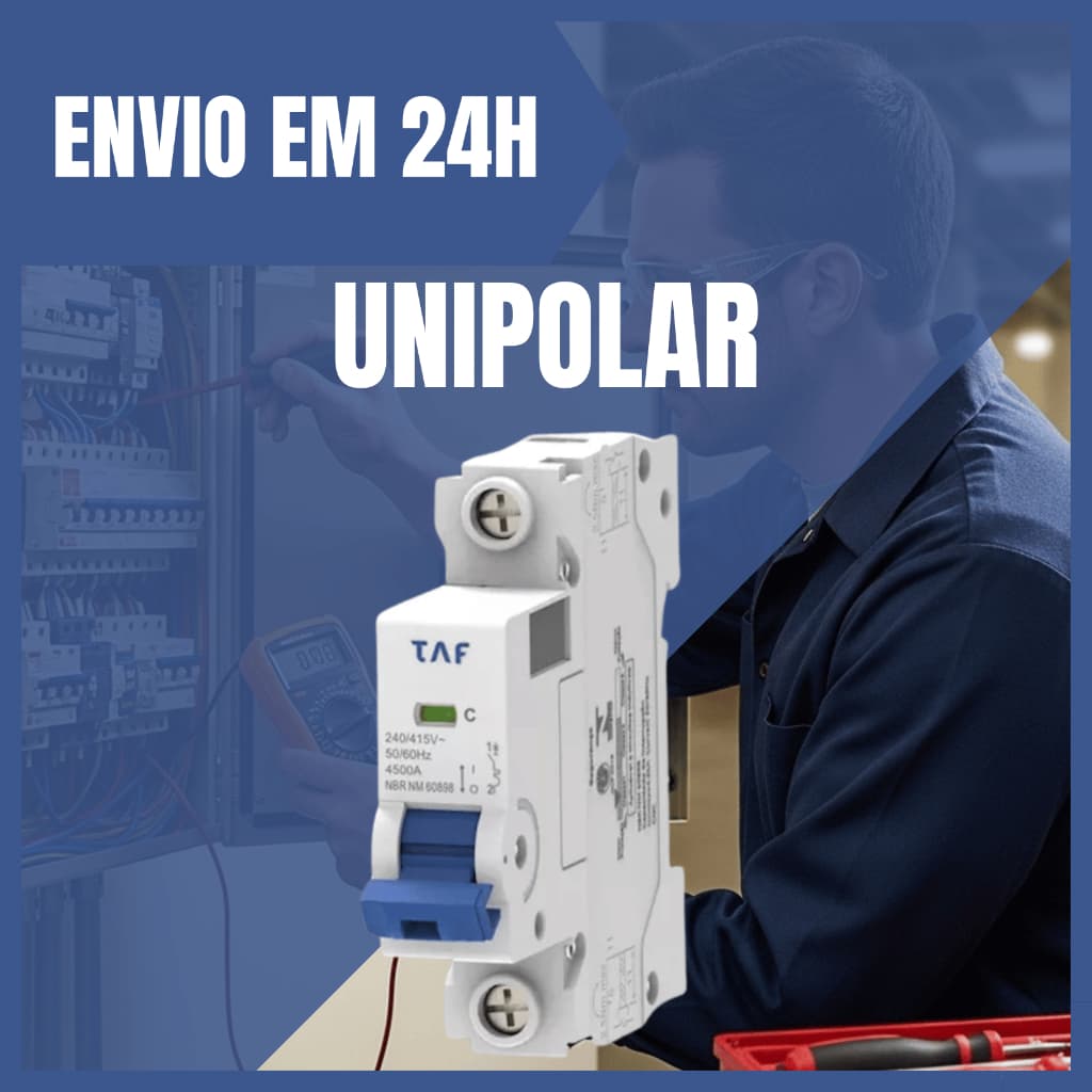 Disjuntor Unipolar TAF de 10A,16A,20A,25A,32A,40A,50A,63A Uso Profissional