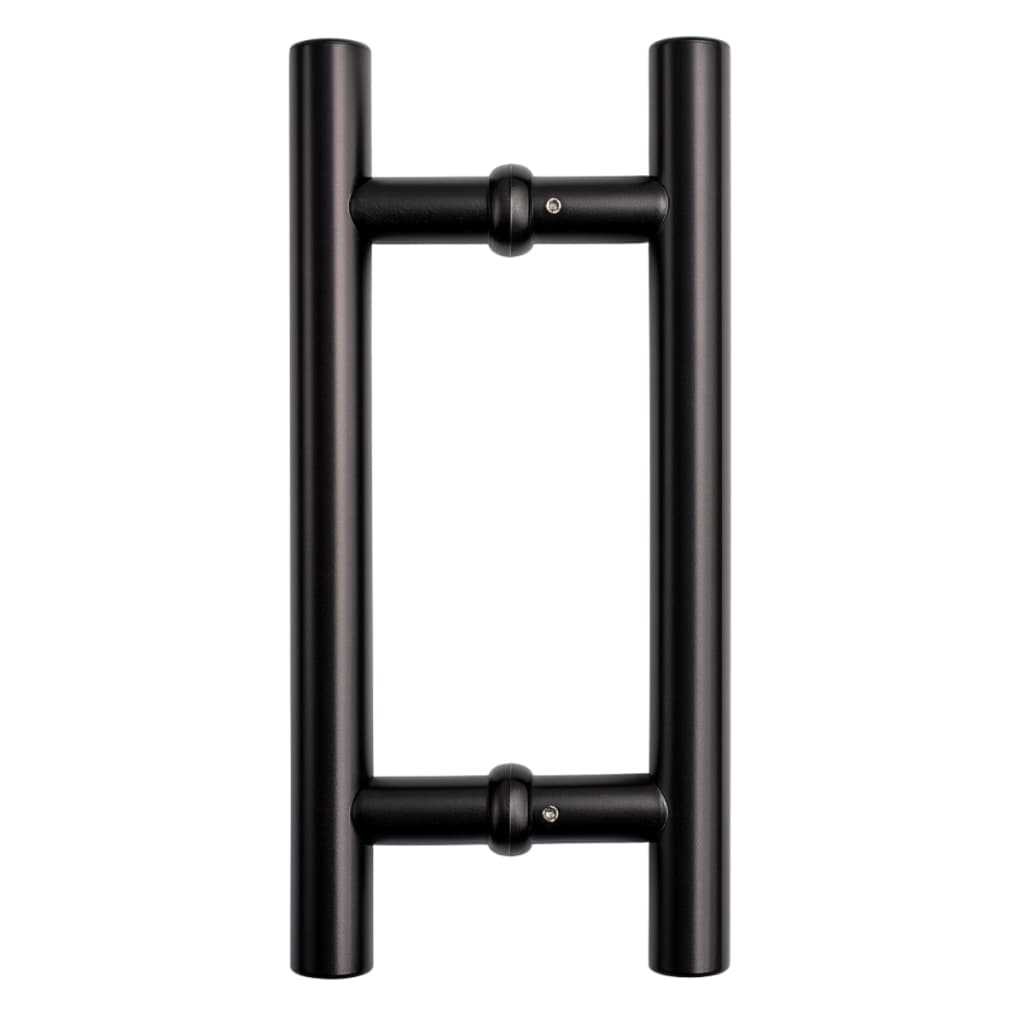 Puxador Duplo Redondo em Alumínio Preto para Portas Vidro e Madeira