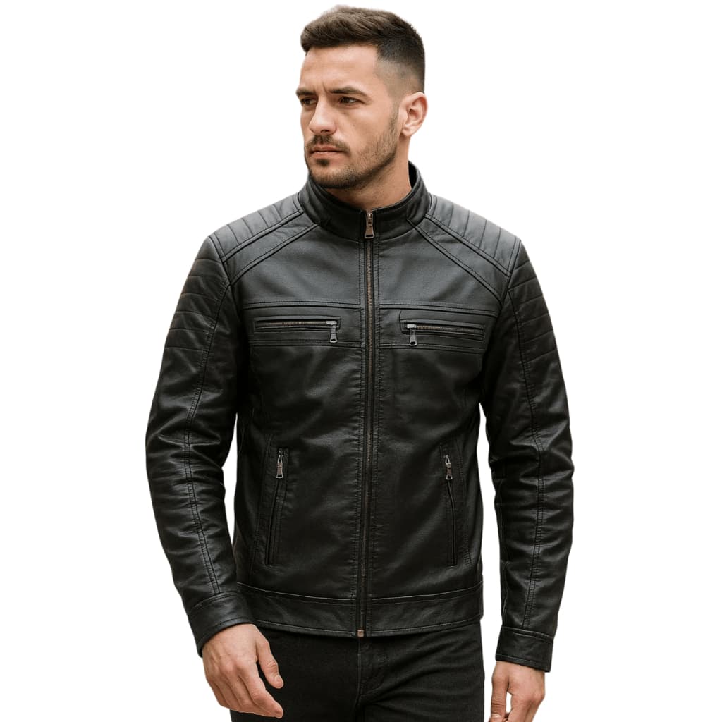 Jaqueta de Couro Slim Masculina Estilo Urbano Elegante, Casual Moderna e Confortável