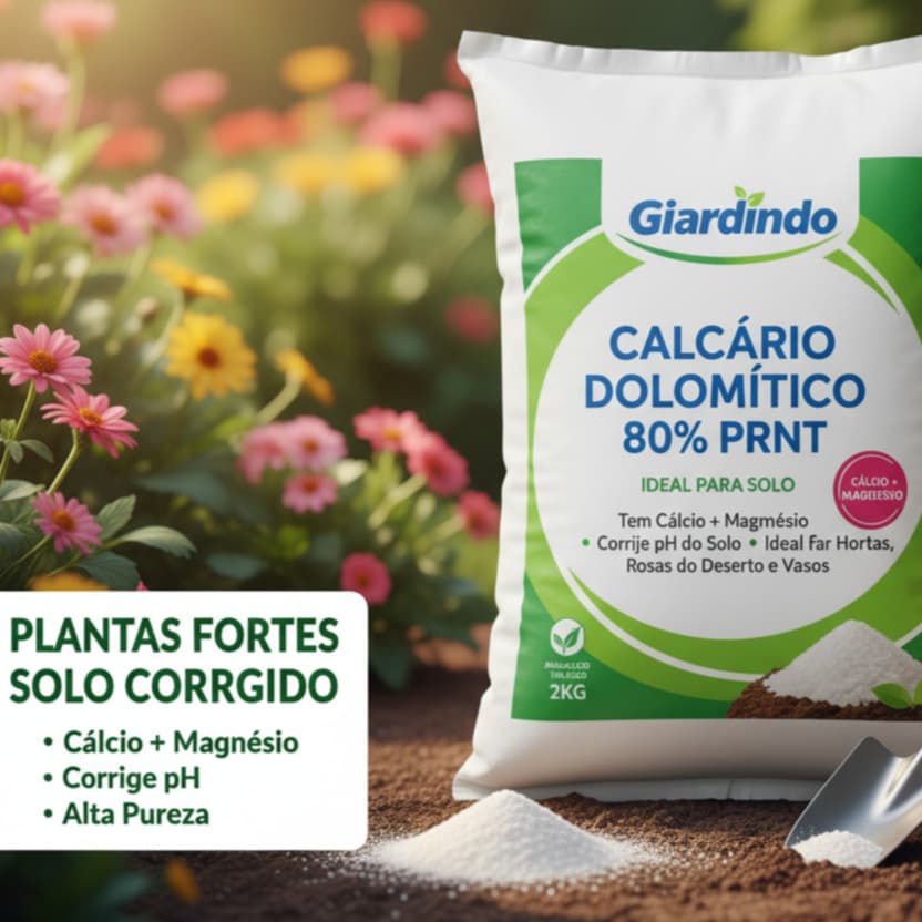 Calcário para Jardinagem Prnt 80%  Calcio e Magnésio Corretor De Solo Hortaliças Flores Rosas