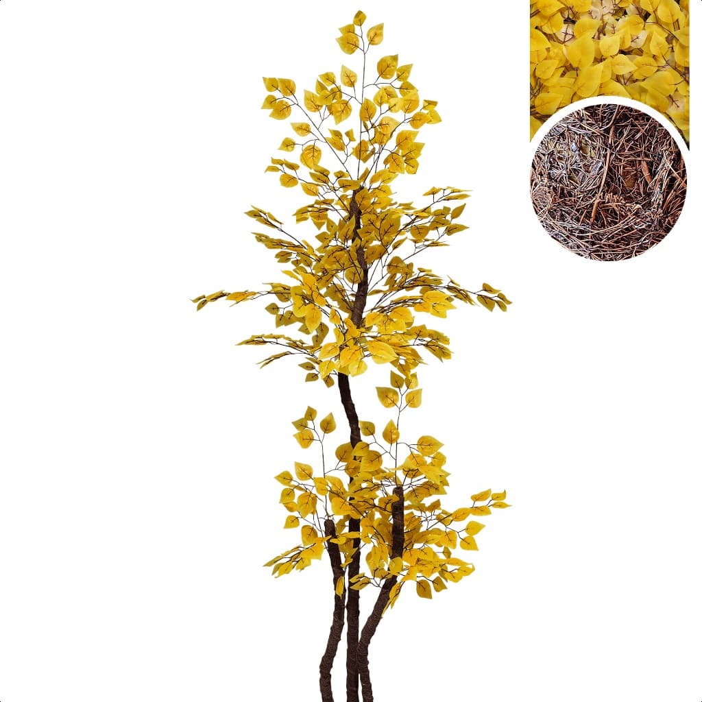 Ficus Artificial Amarelo 190cm Grande Planta Preservada Sem Vaso