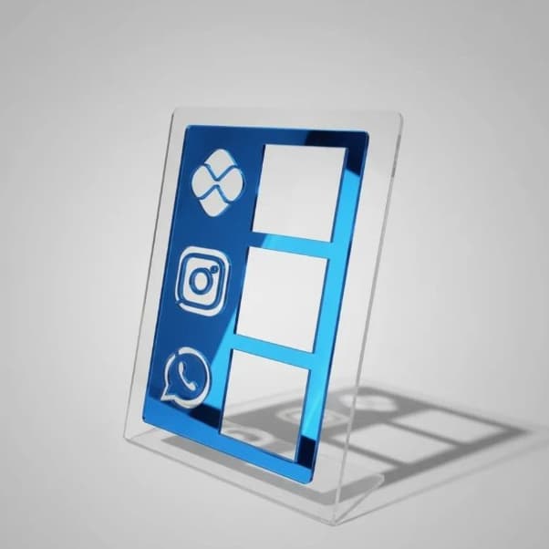 Placa Pix Display Tripla Em Acrílico Qr Code Mesa Balcão Instagram