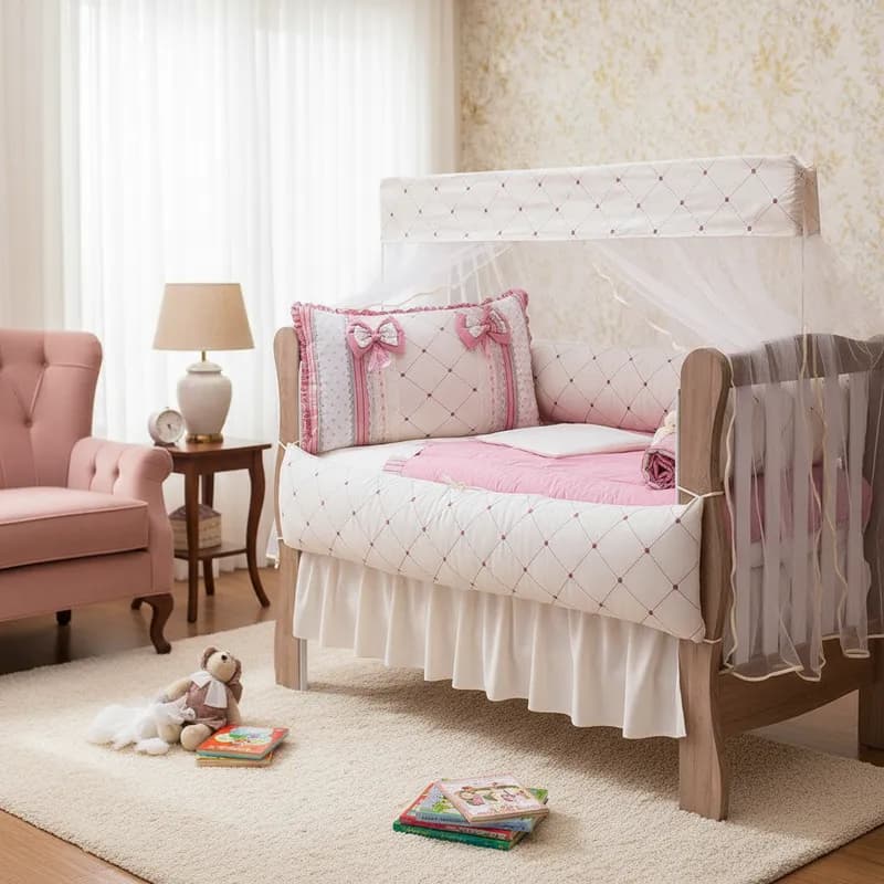 Kit Berço 10 Peças para Berço Padrão Americano Diversas Estampas Menino e Menina Azul e Rosa Essence