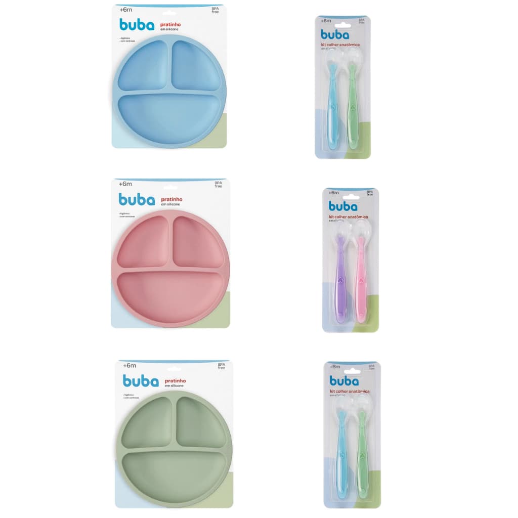 KIT PRATO COM VENTOSA + COLHER BUBA INTRODUÇÃO ALIMENTAR