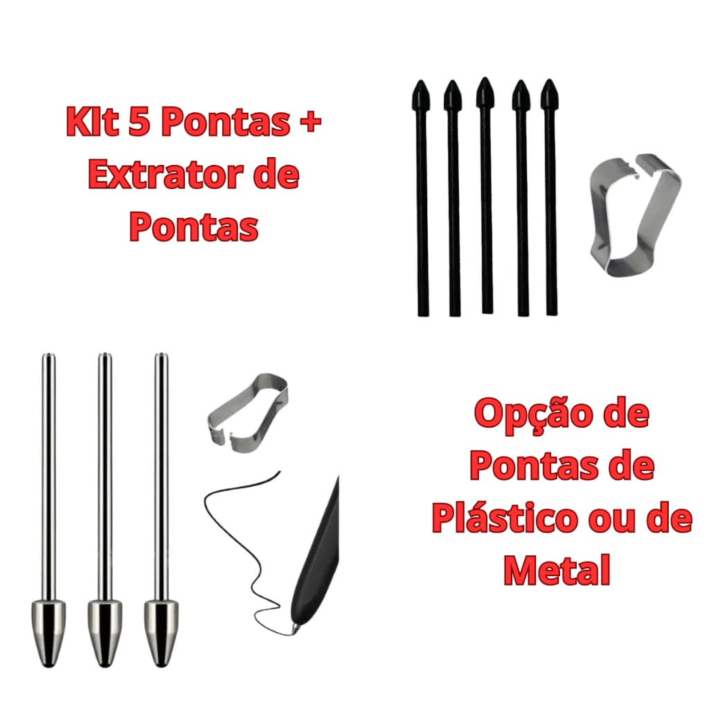 Kit de Pontas para Caneta Spen Samsung com Extrator Para Modelos S6, S6 Lite, S7, S8, S9 e S10