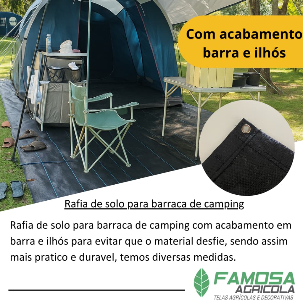 Rafia de solo para barraca de camping com acabamento