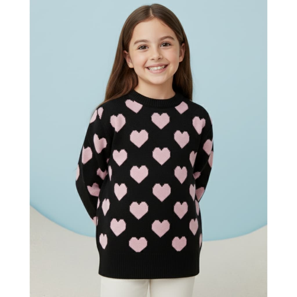 Suéter Tricot infantil Corações meninas