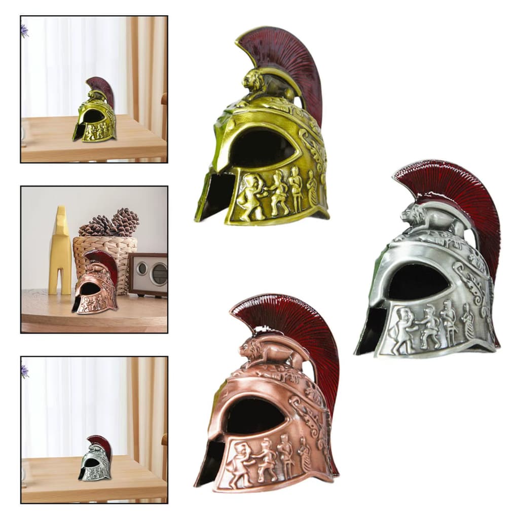 Miniatura de Metal Elmo Romano/ Capacete Espartano/ Elmo 300 Gladiador Enfeite Decorativo
